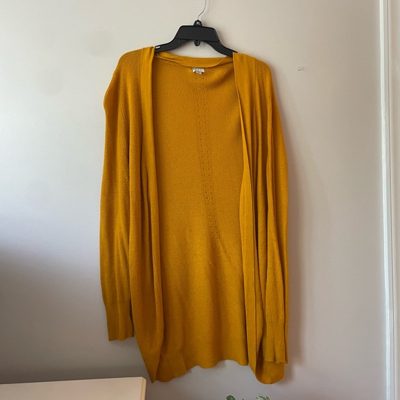 Sweaters - oversized long mustard yellow cardigan